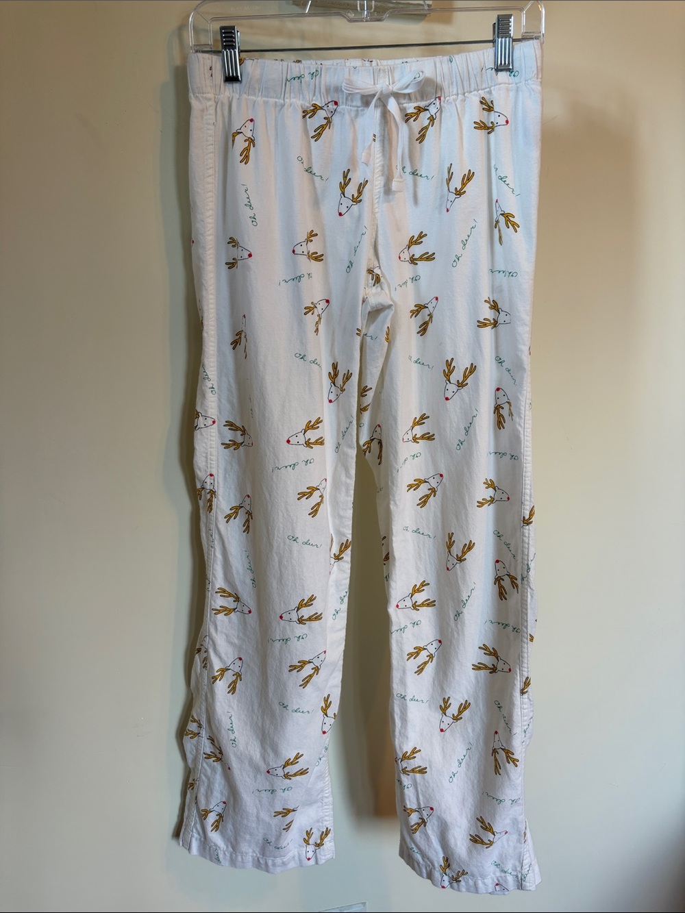 J.Crew Reindeer Pajama Pants XXS White Christmas Holiday Drawstring Lounge